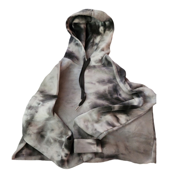 Rue 21 - SM Gray/White Cloudy Day Tie Dye Cropped Hoodie - Picture 2 of 10